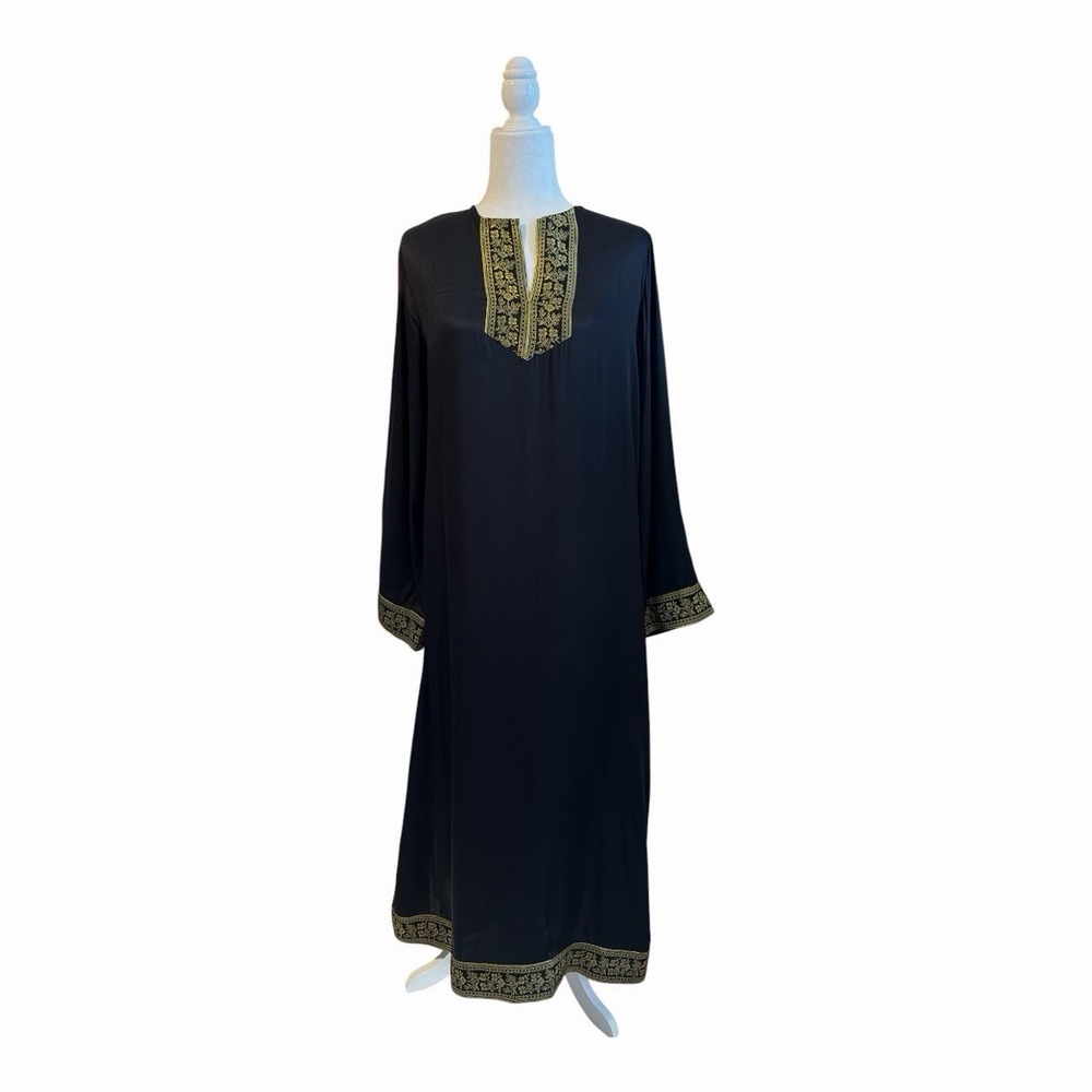 Victoria Dunn Black Gold Viscose Tunic Dress M NWT Glam Quiet‎ Luxury